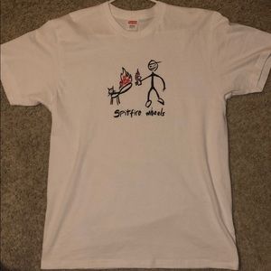 Supreme White Tee ‘Spitfire Wheels’